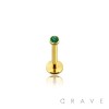 INTERNALLY THREADED GOLD PVD PLATED OVER 316L SURGICAL STEEL LABRET/MONROE WITH PRESS FIT GEM